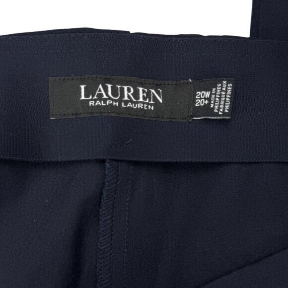 NWT LAUREN Ralph Lauren Slim Fit Cotton Blend Stretch Navy Trouser Size 20W Navy - Picture 5 of 5